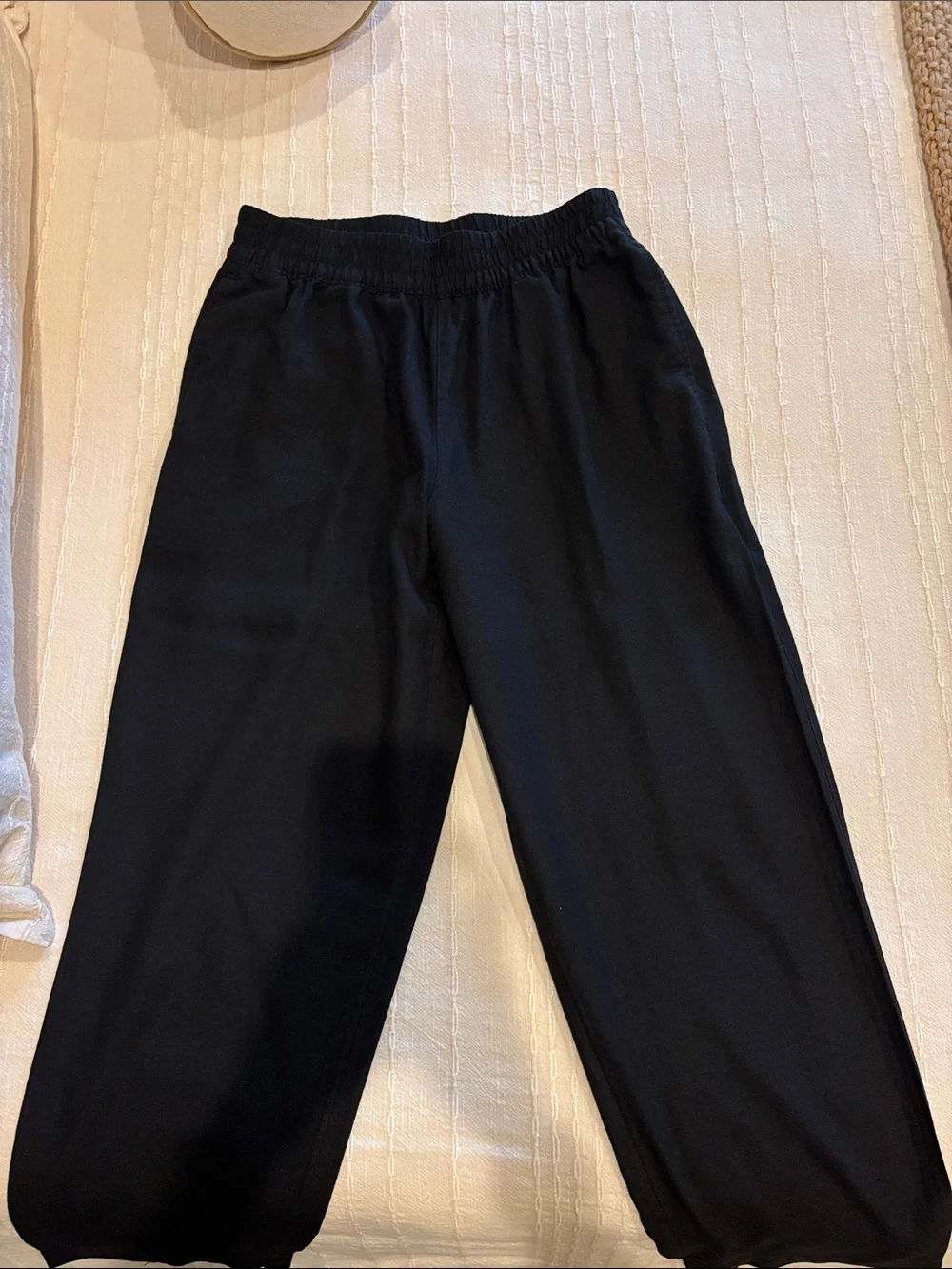 Old Navy Black Straight Leg Linen Pants Size Small
